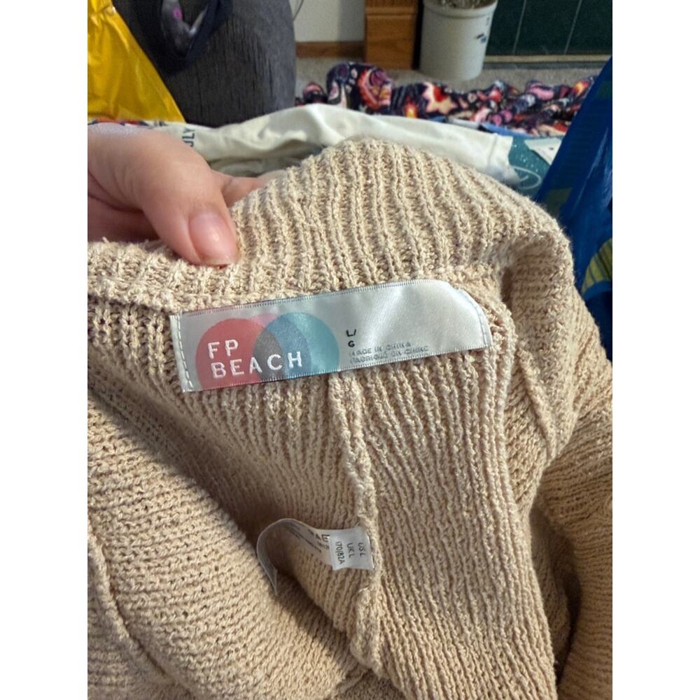 FREE PEOPLE FP BEACH chunky knit oversized comfy minimalist matching beach set L - Picture 2 of 7